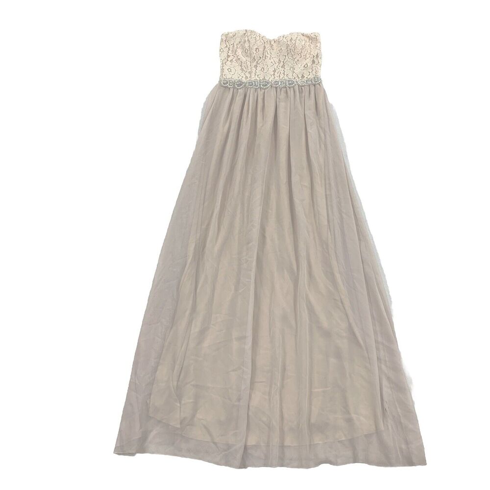 Speeckless Strapless Chiffon Special Occasion Dress 3 Womens Beige Cream Prom S